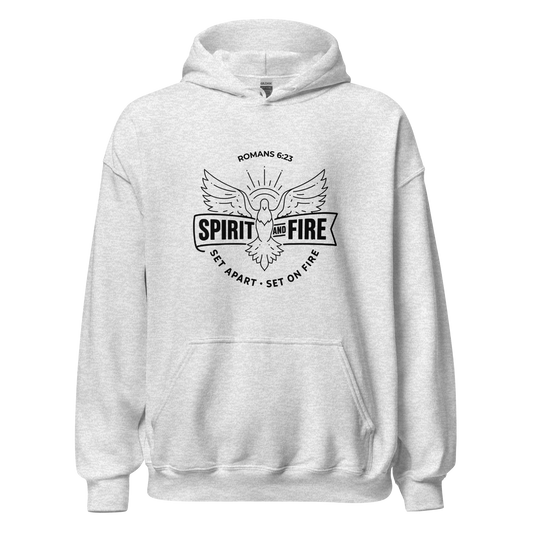 Spirit and Fire Banner Hoodie – Romans 6:23