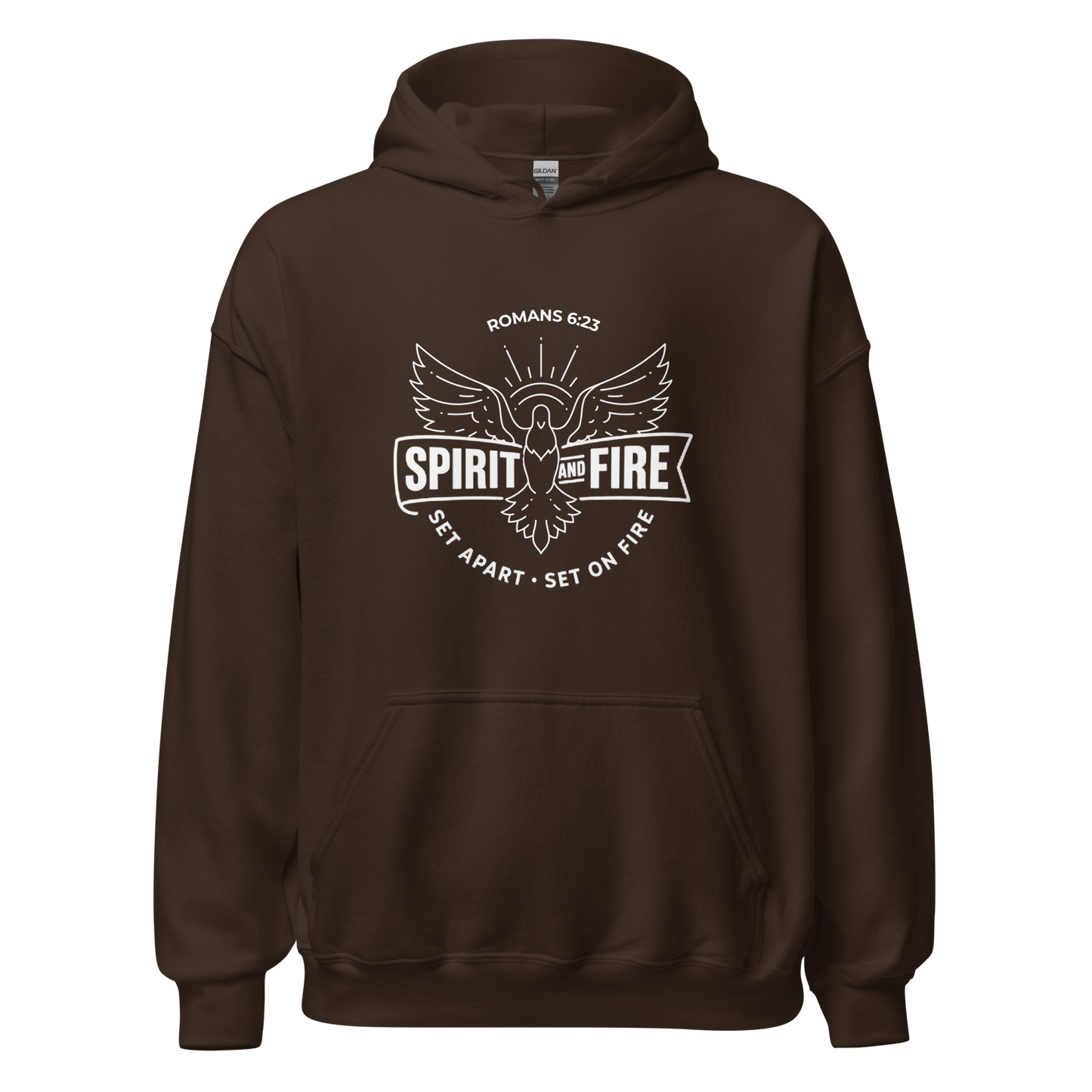 Spirit and Fire Banner Hoodie – Romans 6:23